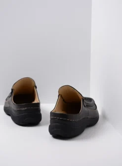 Wolky Roll Slide men - zwart leer<Heren Slippers Heren|Klompen Heren