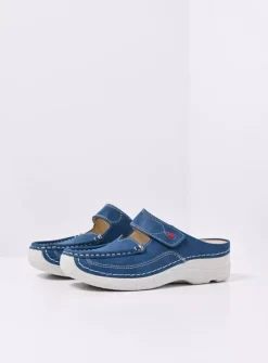 Wolky Roll Slipper - blauw effectleer<DAMES Slippers|Klompen