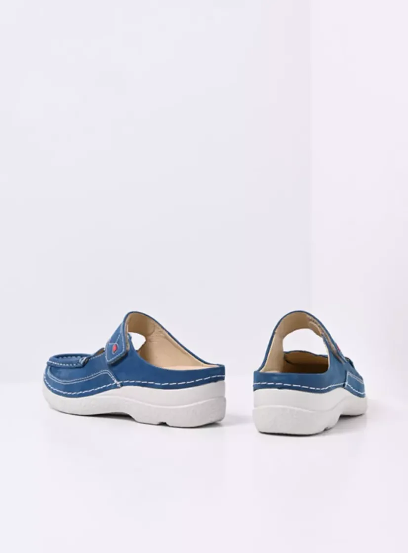 Wolky Roll Slipper - blauw effectleer<DAMES Slippers|Klompen