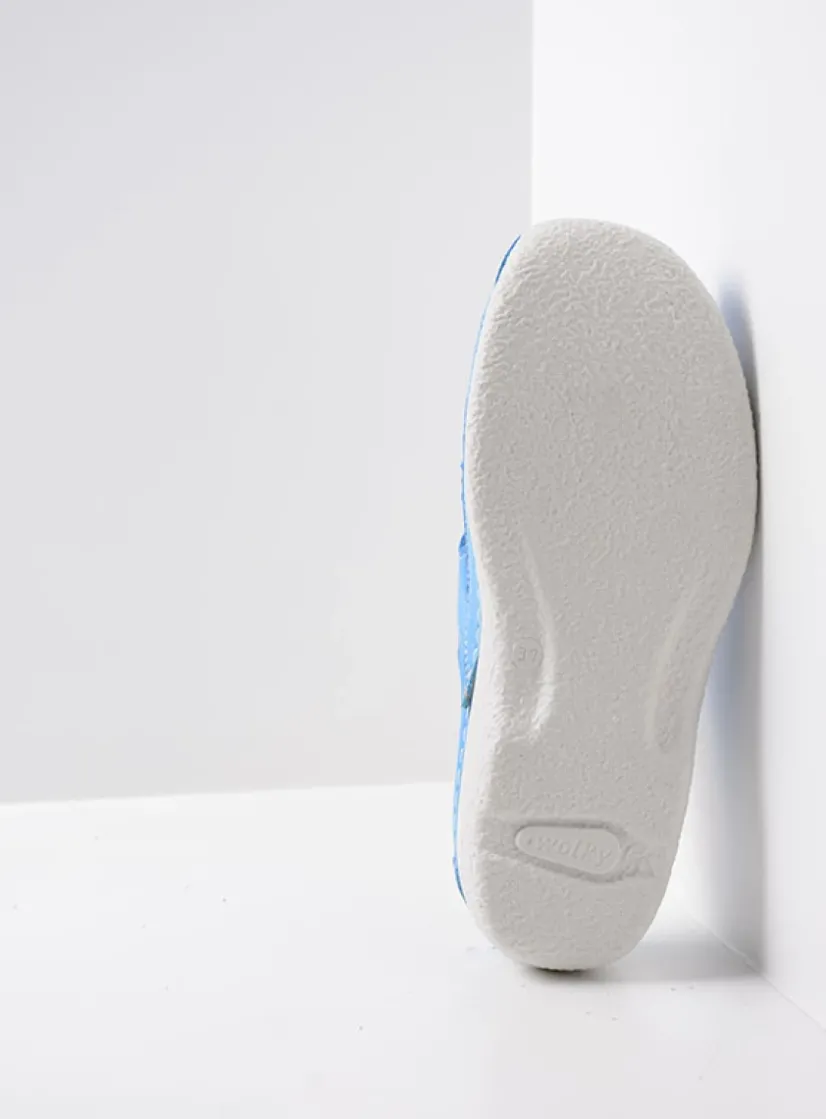 Wolky Roll Slipper - hemelsblauw nubuck<DAMES Slippers|Klompen