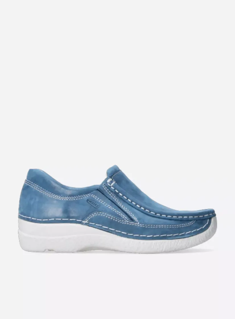 Wolky Roll Sneaker - blauw effectleer<DAMES Instappers