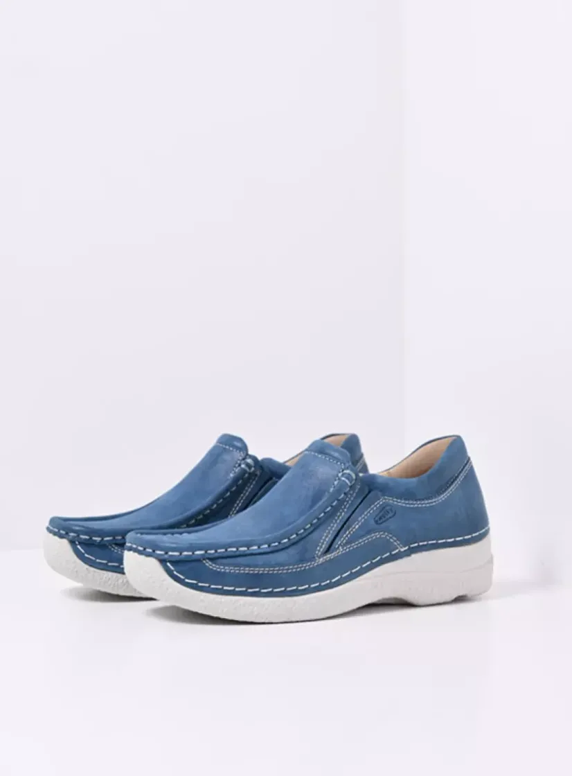 Wolky Roll Sneaker - blauw effectleer<DAMES Instappers