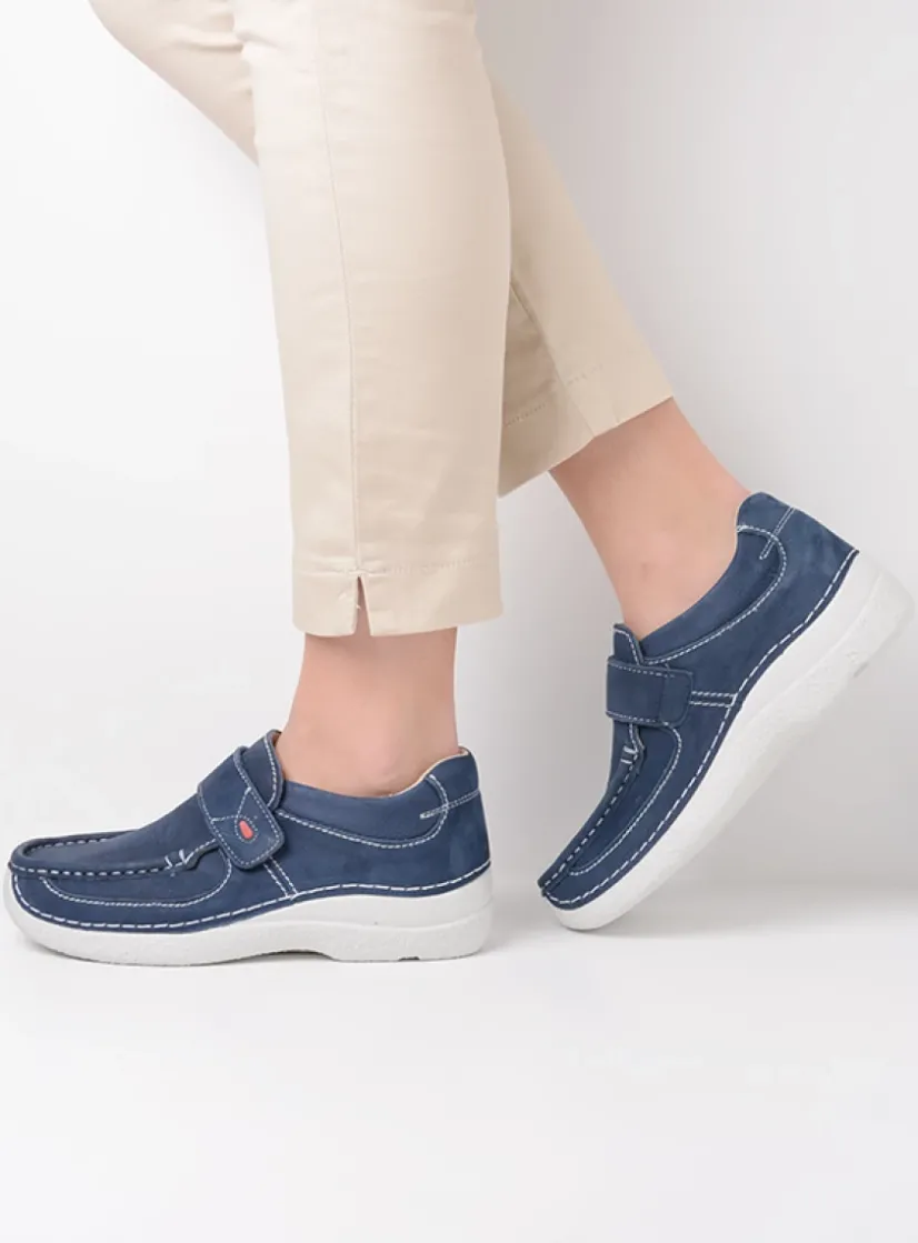 Wolky Roll Strap - denim nubuck<DAMES Instappers|Herfst/Winter