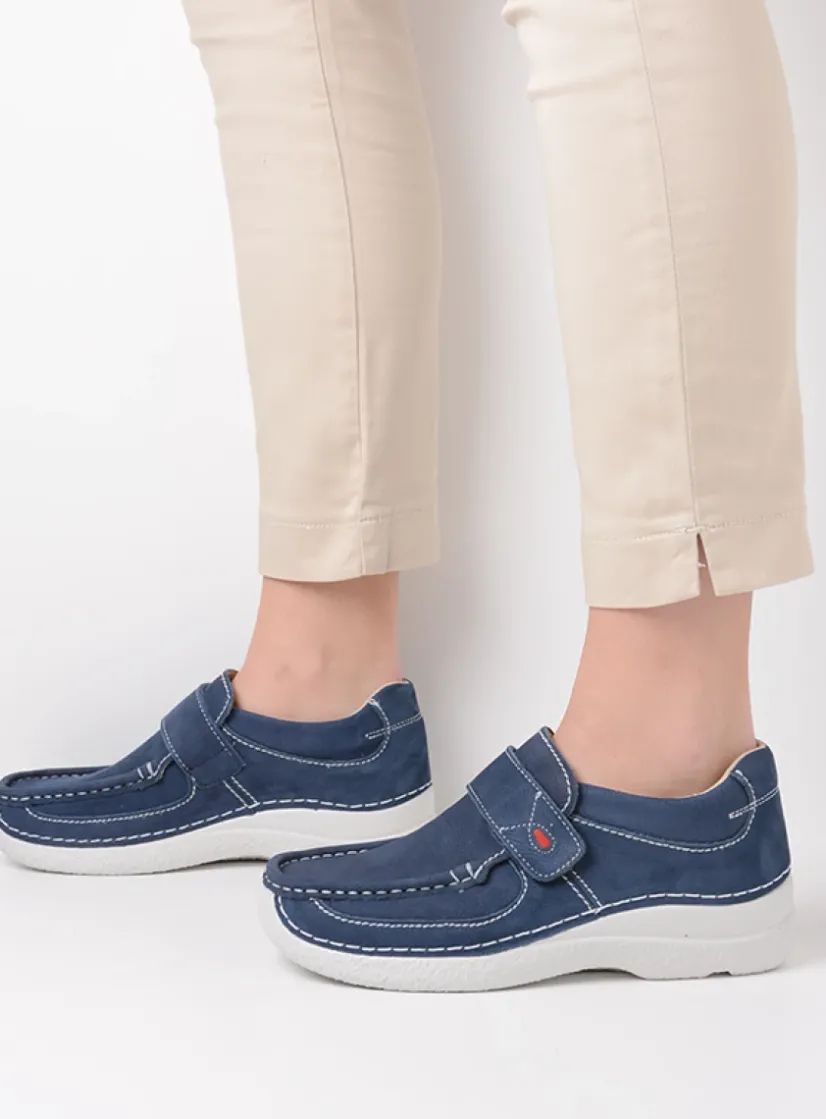 Wolky Roll Strap - denim nubuck<DAMES Instappers|Herfst/Winter