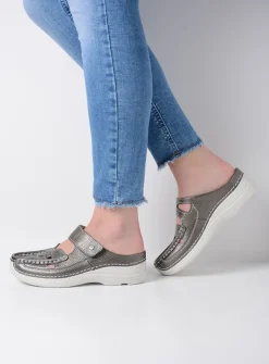 Wolky Roll Talaria - antraciet leer<DAMES Slippers|Klompen