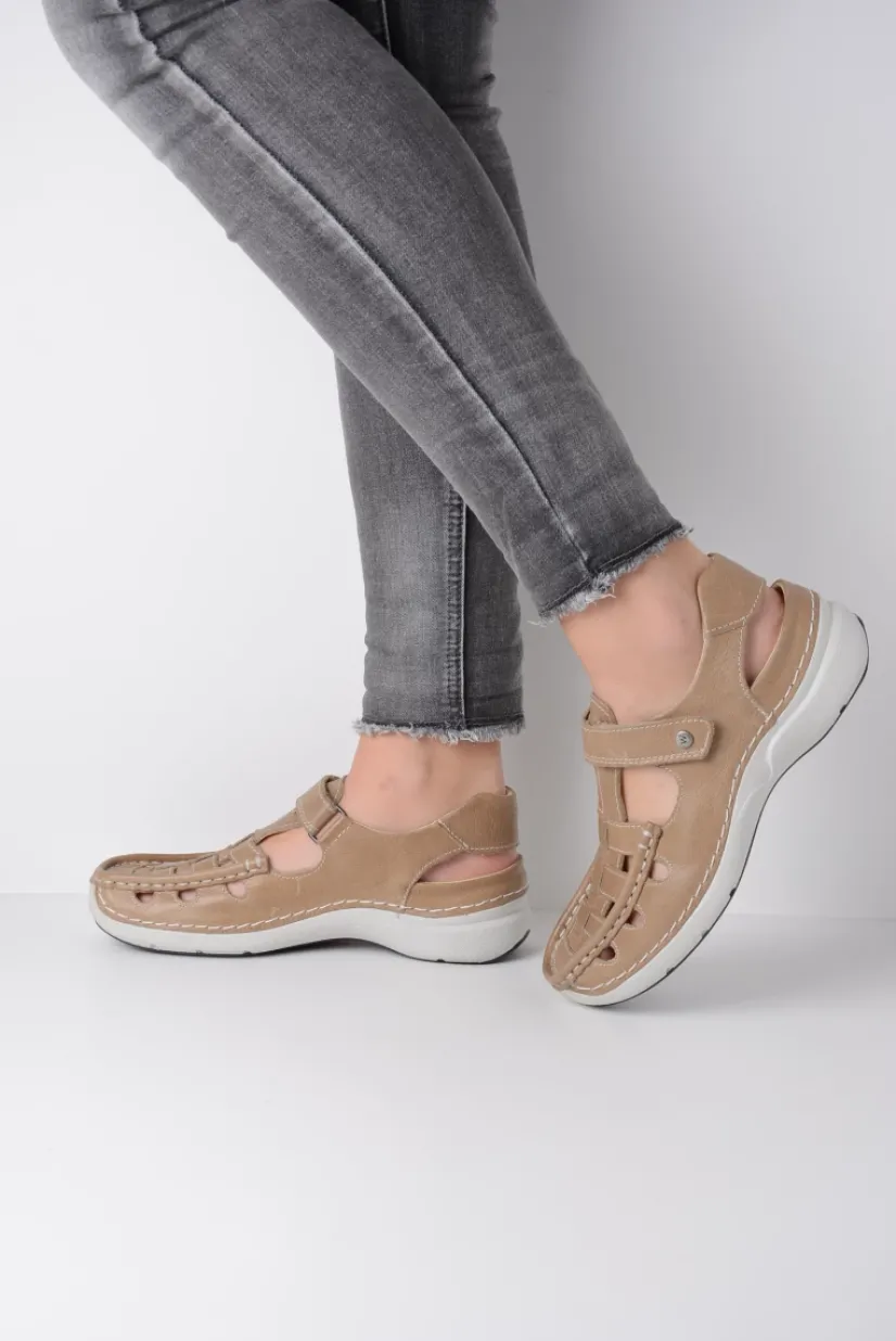 Wolky Rolling Sun - beige leer<DAMES Sandalen