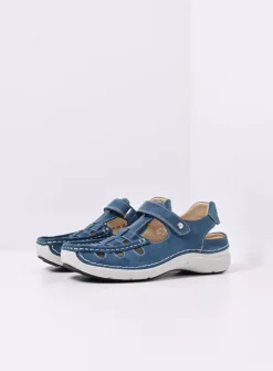 Wolky Rolling Sun - blauw effectleer<DAMES Sandalen