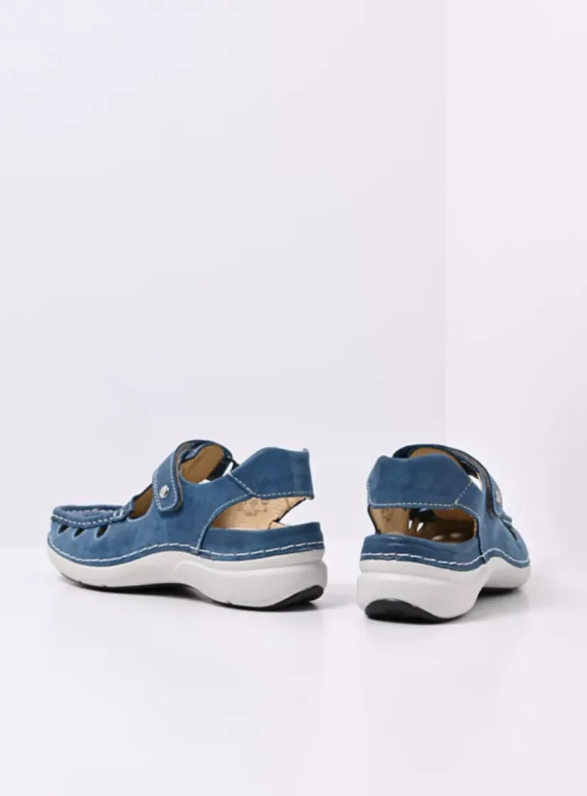 Wolky Rolling Sun - blauw effectleer<DAMES Sandalen