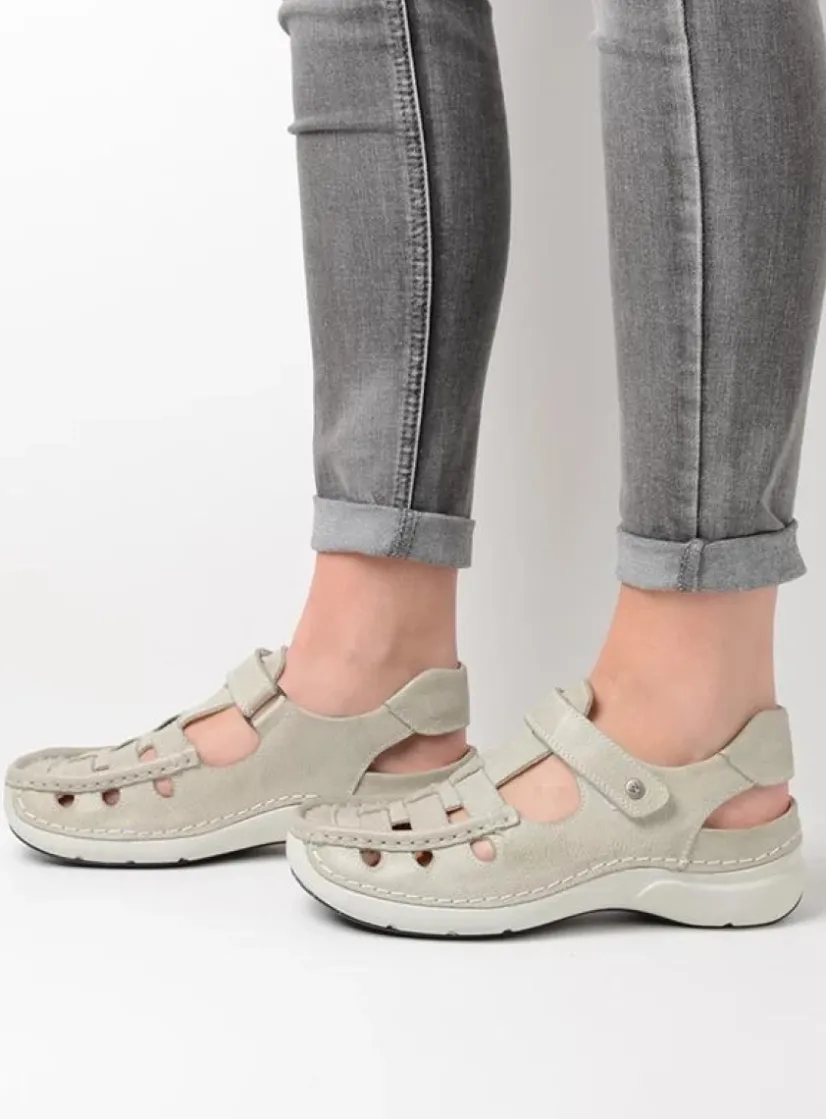Wolky Rolling Sun - gebroken wit leer<DAMES Sandalen