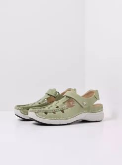 Wolky Rolling Sun - lichtgroen effectleer<DAMES Sandalen