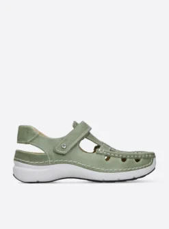 Wolky Rolling Sun - lichtgroen leer<DAMES Sandalen