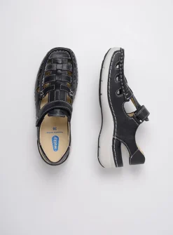 Wolky Rolling Sun - zwart leer<DAMES Sandalen