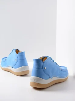 Wolky Rosella - lichtblauw nubuck<DAMES Lage Veterschoenen|Hoge Veterschoenen