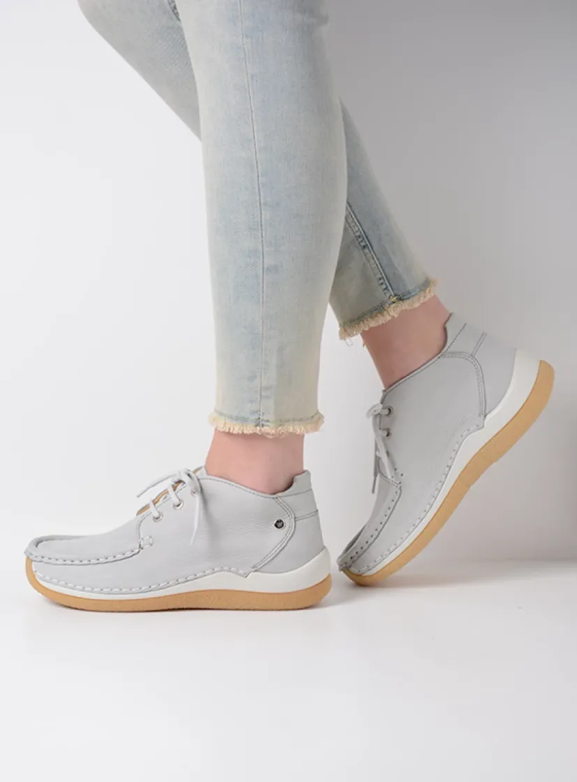 Wolky Rosella - lichtgrijs nubuck<DAMES Lage Veterschoenen|Hoge Veterschoenen