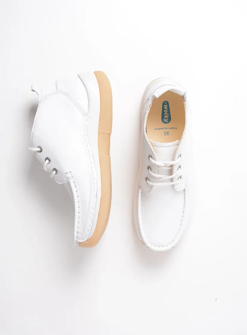 Wolky Rosella - wit leer<DAMES Lage Veterschoenen|Hoge Veterschoenen