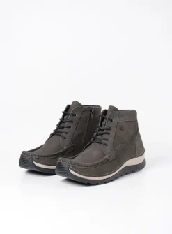 Wolky Salado - asfalt nubuck<DAMES Hoge Veterschoenen|Herfst/Winter