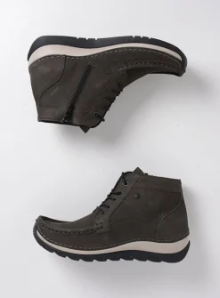 Wolky Salado - asfalt nubuck<DAMES Hoge Veterschoenen|Herfst/Winter