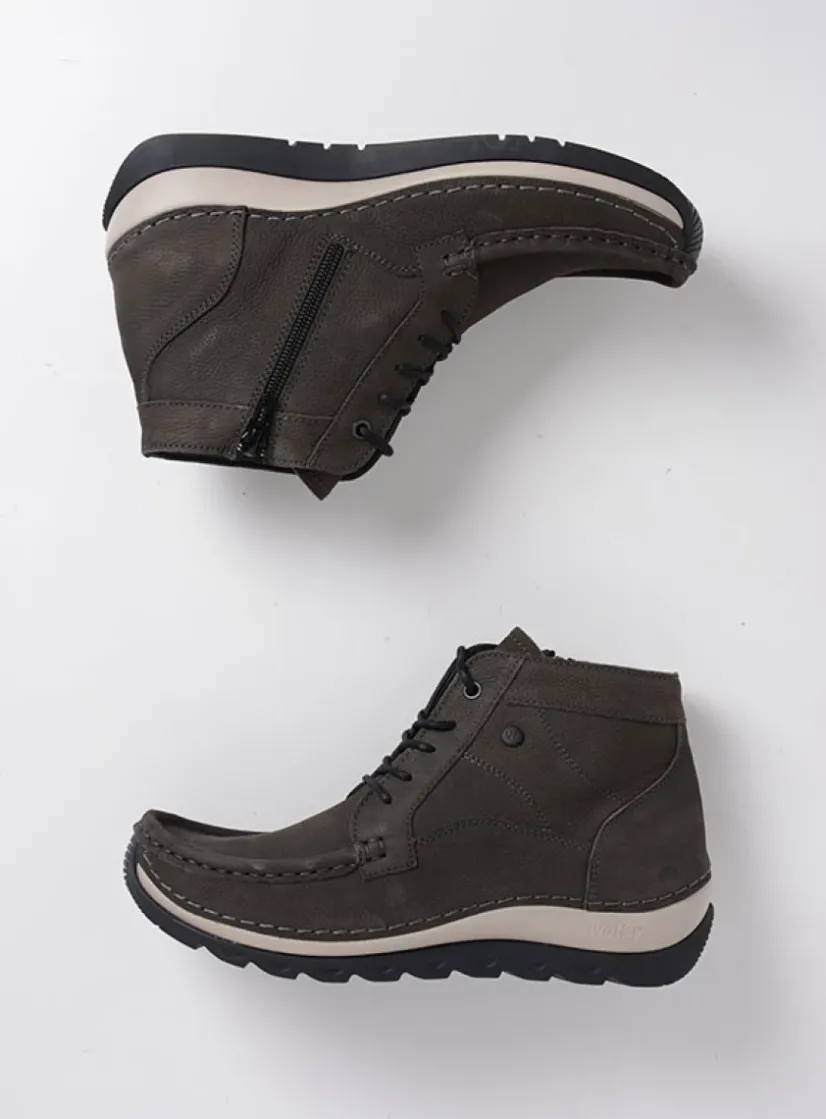 Wolky Salado - asfalt nubuck<DAMES Hoge Veterschoenen|Herfst/Winter