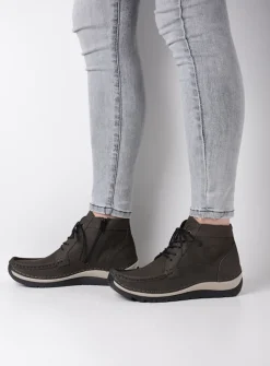 Wolky Salado - asfalt nubuck<DAMES Hoge Veterschoenen|Herfst/Winter