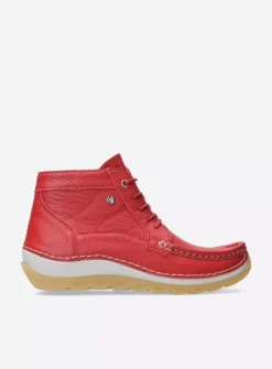 Wolky Salado - rood leer<DAMES Hoge Veterschoenen