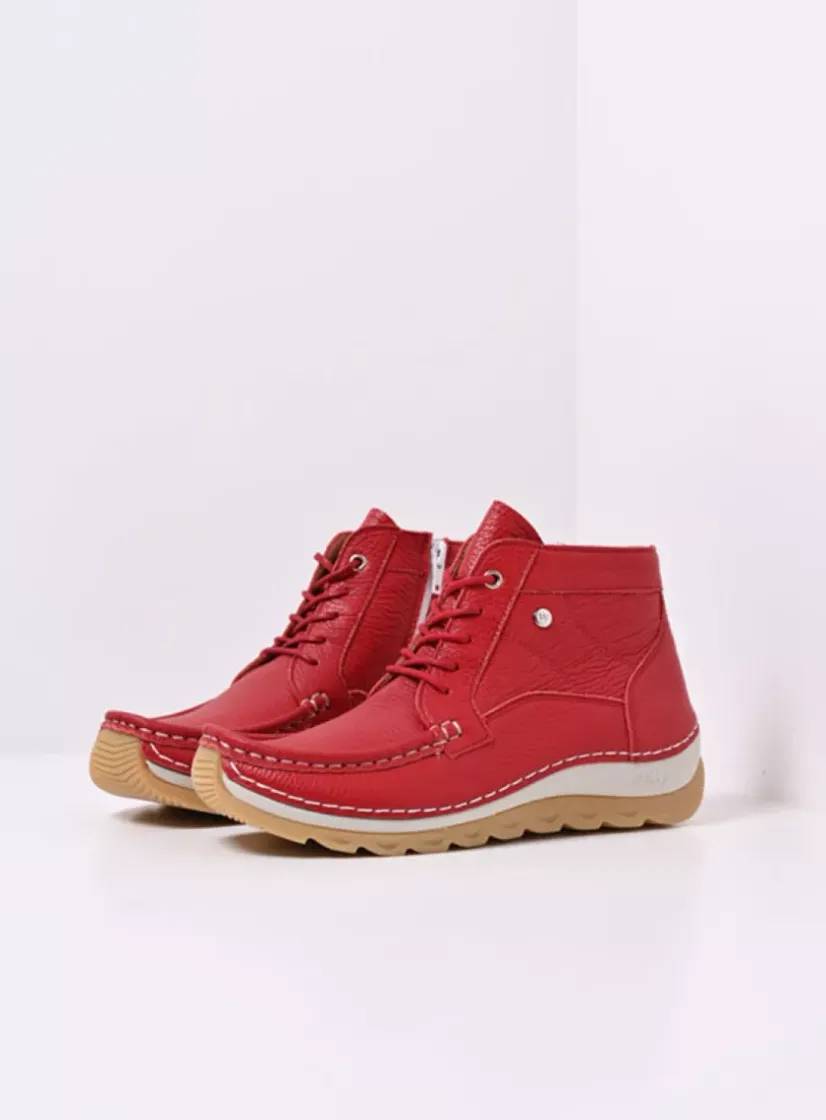 Wolky Salado - rood leer<DAMES Hoge Veterschoenen