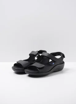 Wolky Salvia - zwart leer<DAMES Sandalen