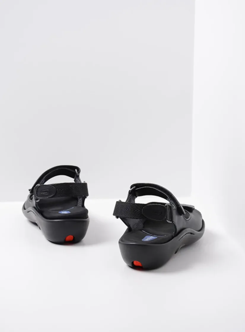 Wolky Salvia - zwart leer<DAMES Sandalen