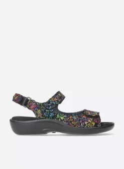 Wolky Salvia - zwart/multi flower nubuck<DAMES Sandalen