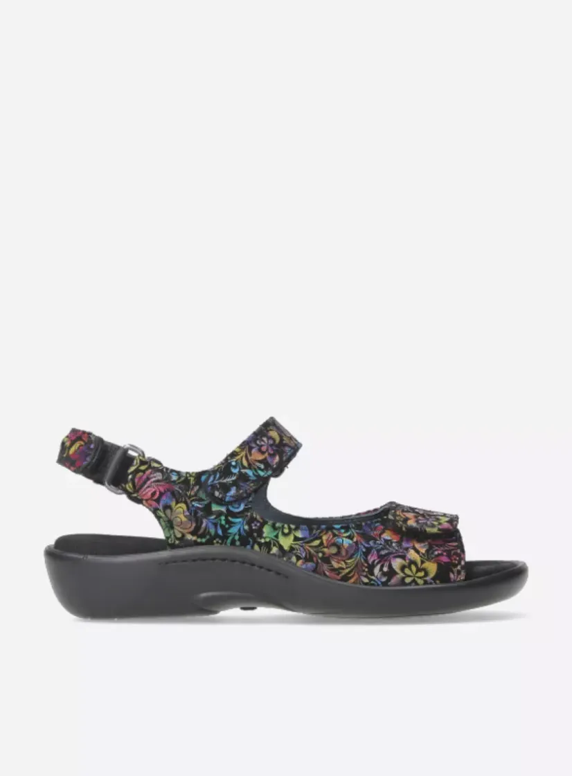Wolky Salvia - zwart/multi flower nubuck<DAMES Sandalen