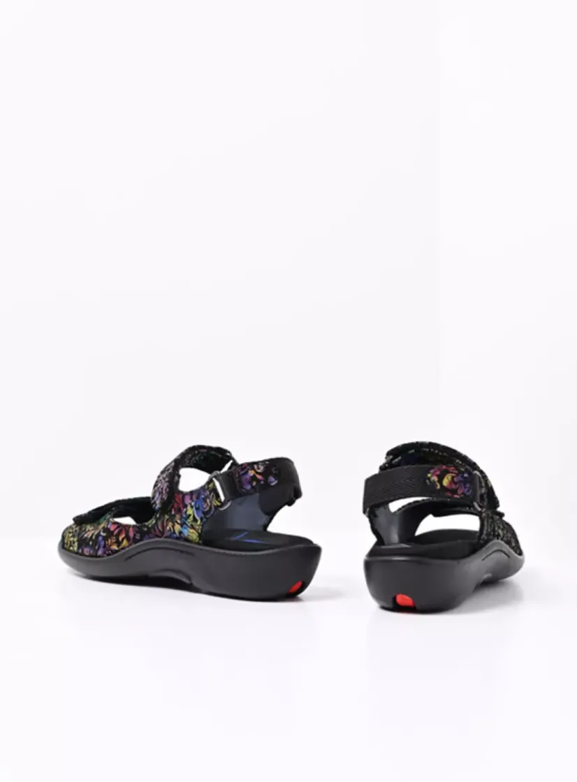 Wolky Salvia - zwart/multi flower nubuck<DAMES Sandalen