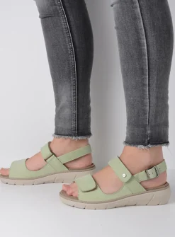 Wolky Santorini - lichtgroen nubuck<DAMES Sandalen