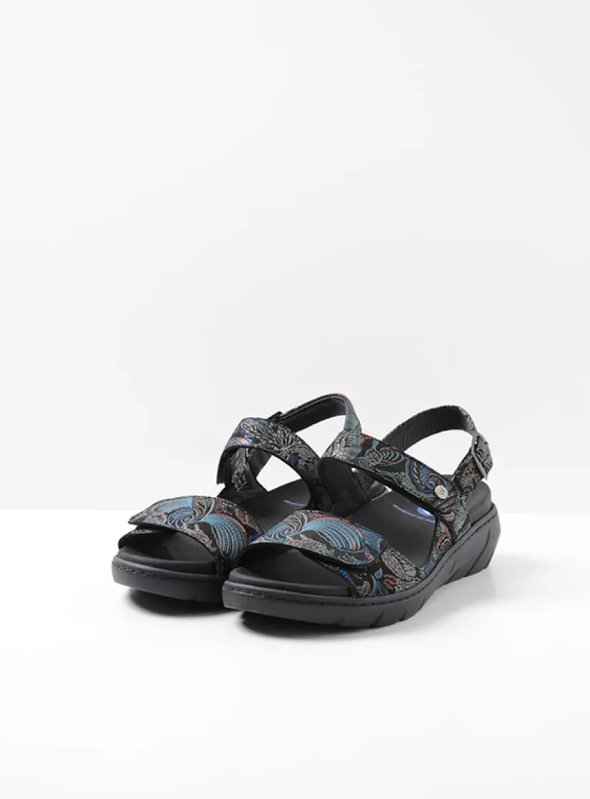 Wolky Santorini - zwart/blauw suede<DAMES Sandalen