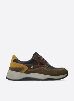 Wolky Sappho - donker taupe combi leer<DAMES Lage Veterschoenen|Wandelschoenen