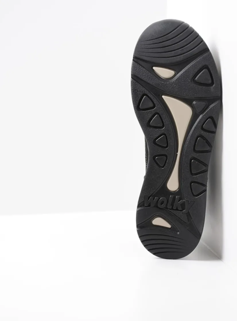 Wolky Sappho - zwart combi leer<DAMES Lage Veterschoenen|Wandelschoenen