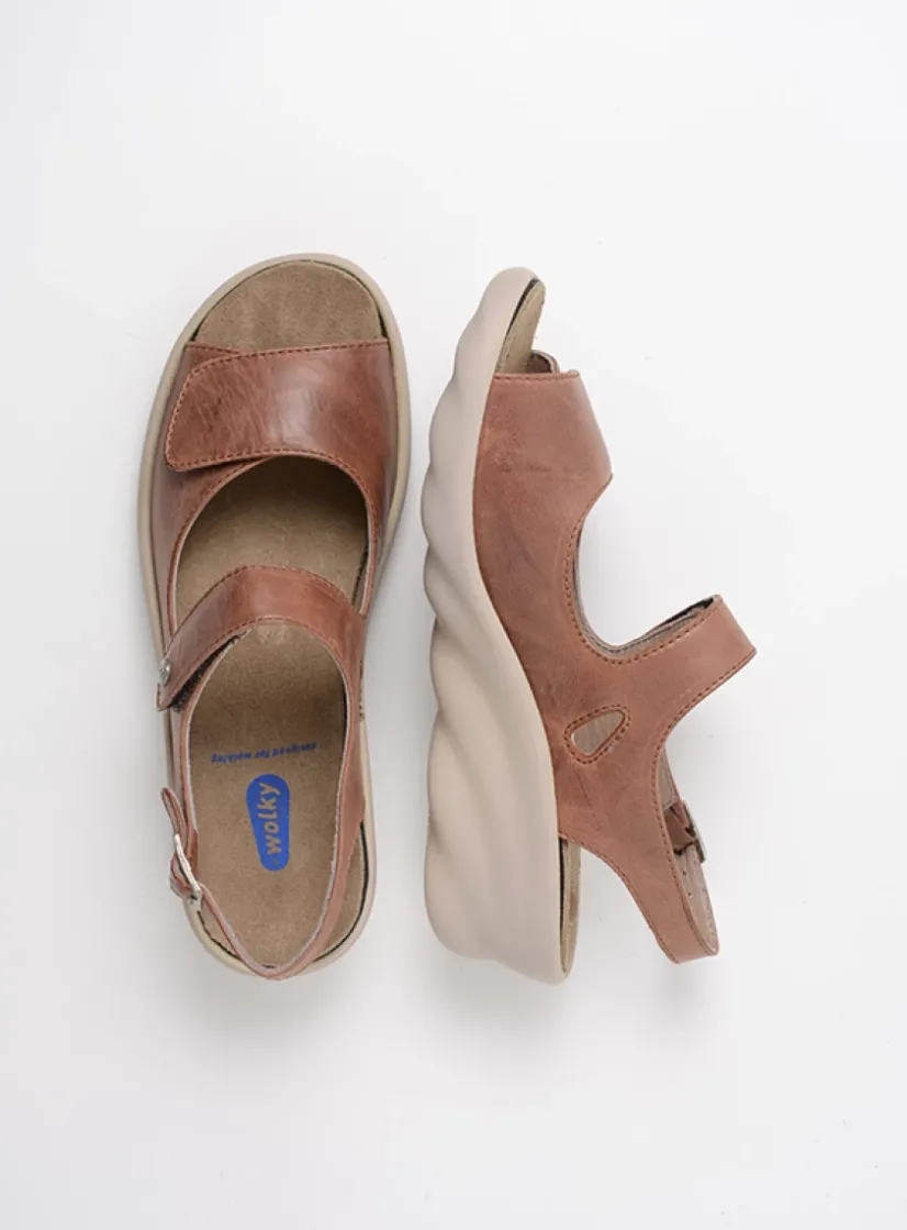 Wolky Scala - middenbruin leer<DAMES Sandalen
