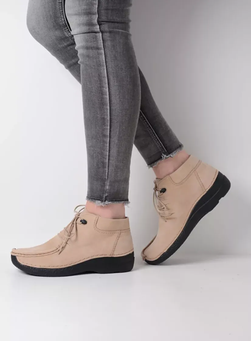 Wolky Seamy Moc - safari nubuck<DAMES Hoge Veterschoenen|Herfst/Winter