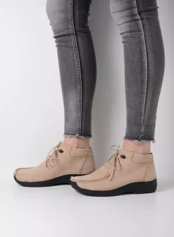 Wolky Seamy Moc - safari nubuck<DAMES Hoge Veterschoenen|Herfst/Winter