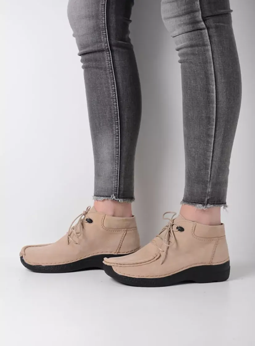 Wolky Seamy Moc - safari nubuck<DAMES Hoge Veterschoenen|Herfst/Winter