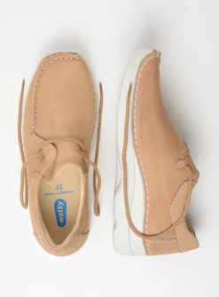 Wolky Seamy Shoe - beige nubuck<DAMES Lage Veterschoenen