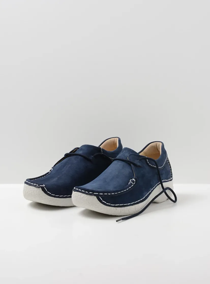 Wolky Seamy Shoe - denim nubuck<DAMES Lage Veterschoenen
