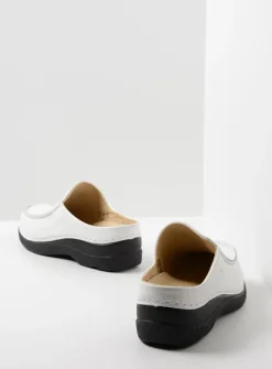 Wolky Seamy Slide - wit geprint leer<DAMES Slippers|Klompen