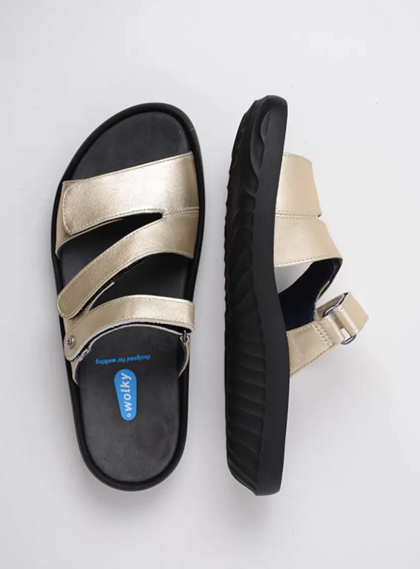 Wolky Sense - goud leer<DAMES Slippers