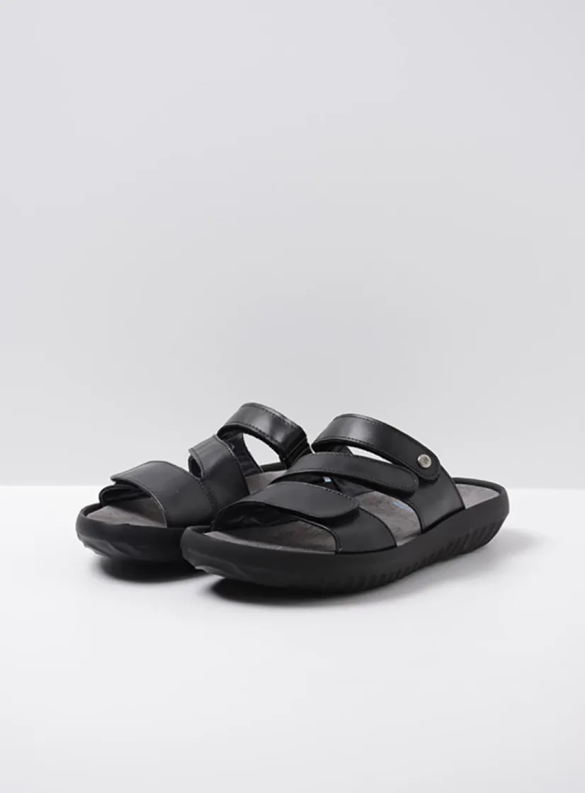 Wolky Sense - zwart leer<DAMES Slippers