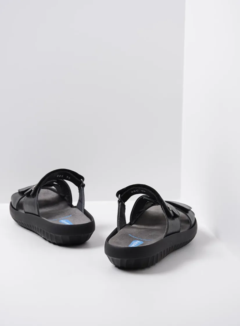 Wolky Sense - zwart leer<DAMES Slippers