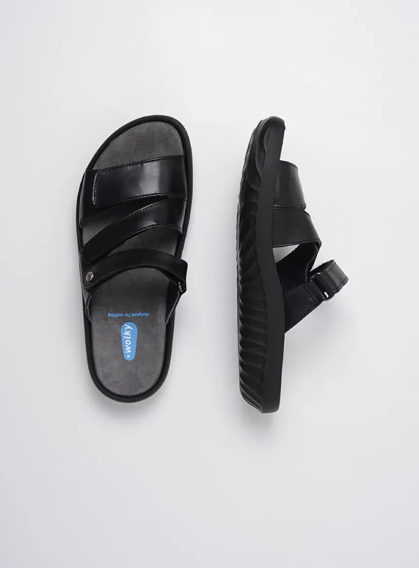 Wolky Sense - zwart leer<DAMES Slippers