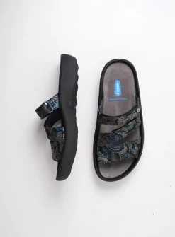 Wolky Sense - zwart/blauw suede<DAMES Slippers