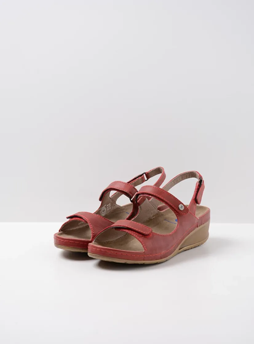 Wolky Shallow - rood leer<DAMES Sandalen