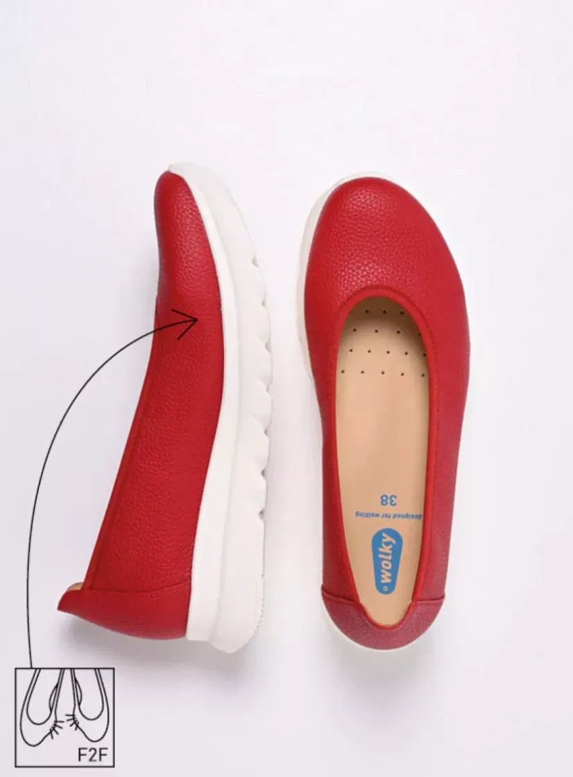 Wolky Snallerina F2F - rood biocare<DAMES Instappers