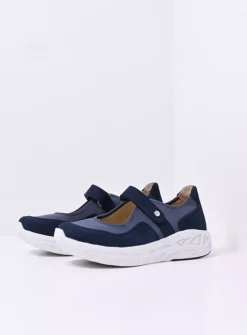 Wolky Spring S2F - denim combi stretch leer<DAMES Wandelschoenen|Bandschoenen
