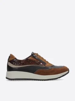Wolky Sprint - cognac combi leer<DAMES Lage Veterschoenen|Sneakers